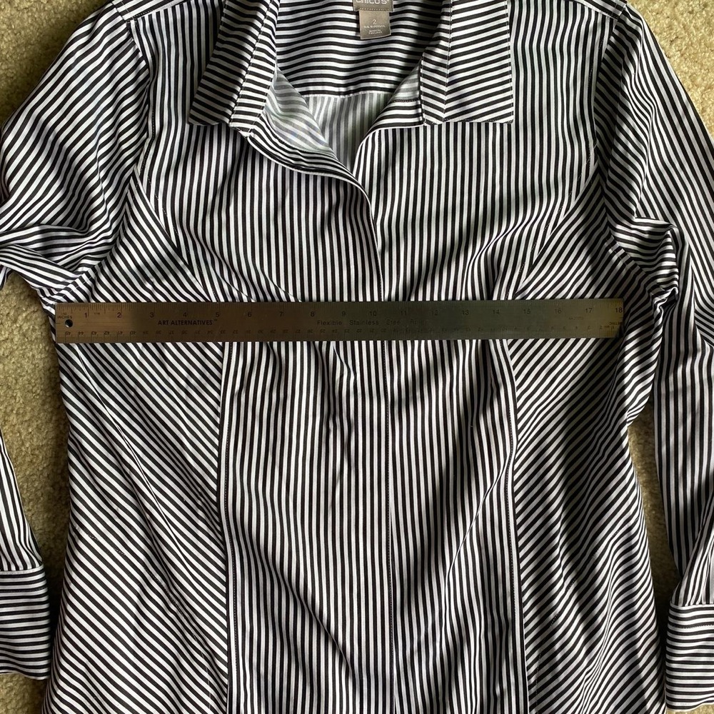 Chico's white and black striped cotton button-up shirt US Size 12/14 - Picture 5 of 8